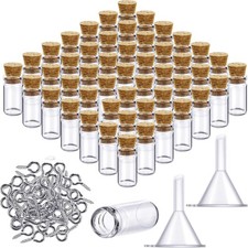 Yungyan 50 Pieces Small Mini Glass Bottles Jars with Cork Stoppers 2ml, Clear