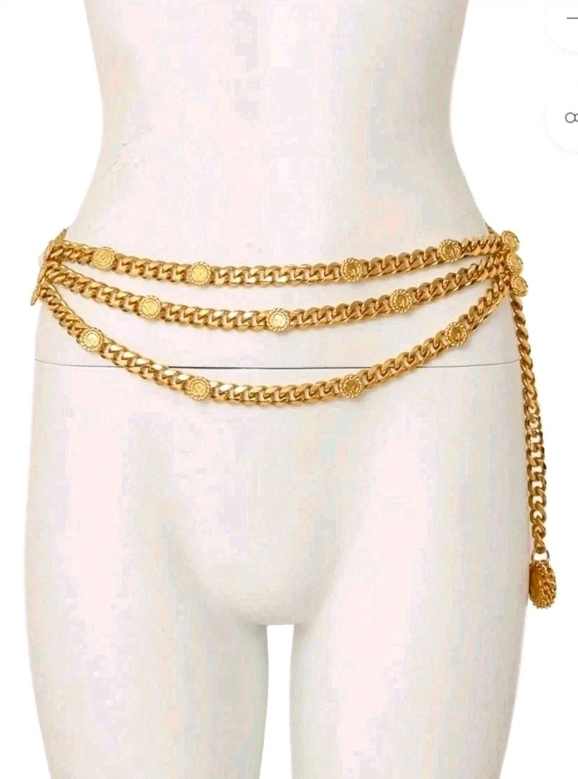 Vintage aged brass tone, Bohemian, chic chain small adjustable hip belt Vintage Brass Chain Style Loose Belt Hippie Bohemian Gypsy  main image 2