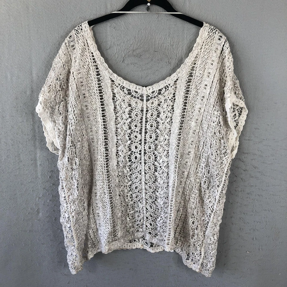 Moneda 1804 Crochet Top Mujer Mediano Blanco Transparente Boho Festival Playa Cubrimiento Foto 2 de 4