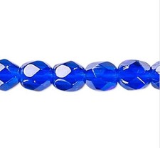 Bead, Czech Fire Polished Glass Cobalt Blue 3mm Faceted Round Beads 1 Std 130 