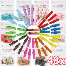 48 Mini Klammern W&auml;scheklammern Miniklammern Holz 25mm Deko Basteln Viele Farben