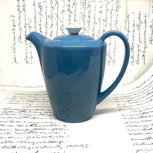 Vintage Poole Pottery Twintone Heißwasserkrug & Deckel blau grün türkis Keramik alt