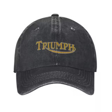 MOTORCYCLE TRIUMPH MOTORCYCLE BASEBALL CAP.DISTRESSED BLACK WITH LOGO .REF. T4-
