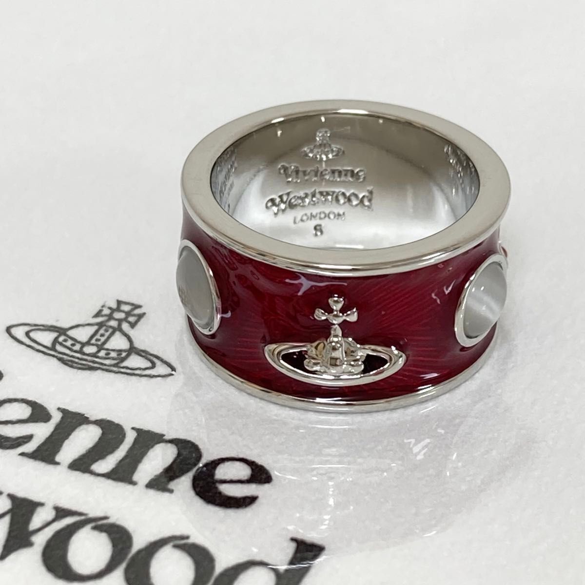 Vivienne Westwood King Ring Silver Red S Size Approx. 12-13 Vivienne Westwood King Ring Silver Red S Size Approx. 12-13