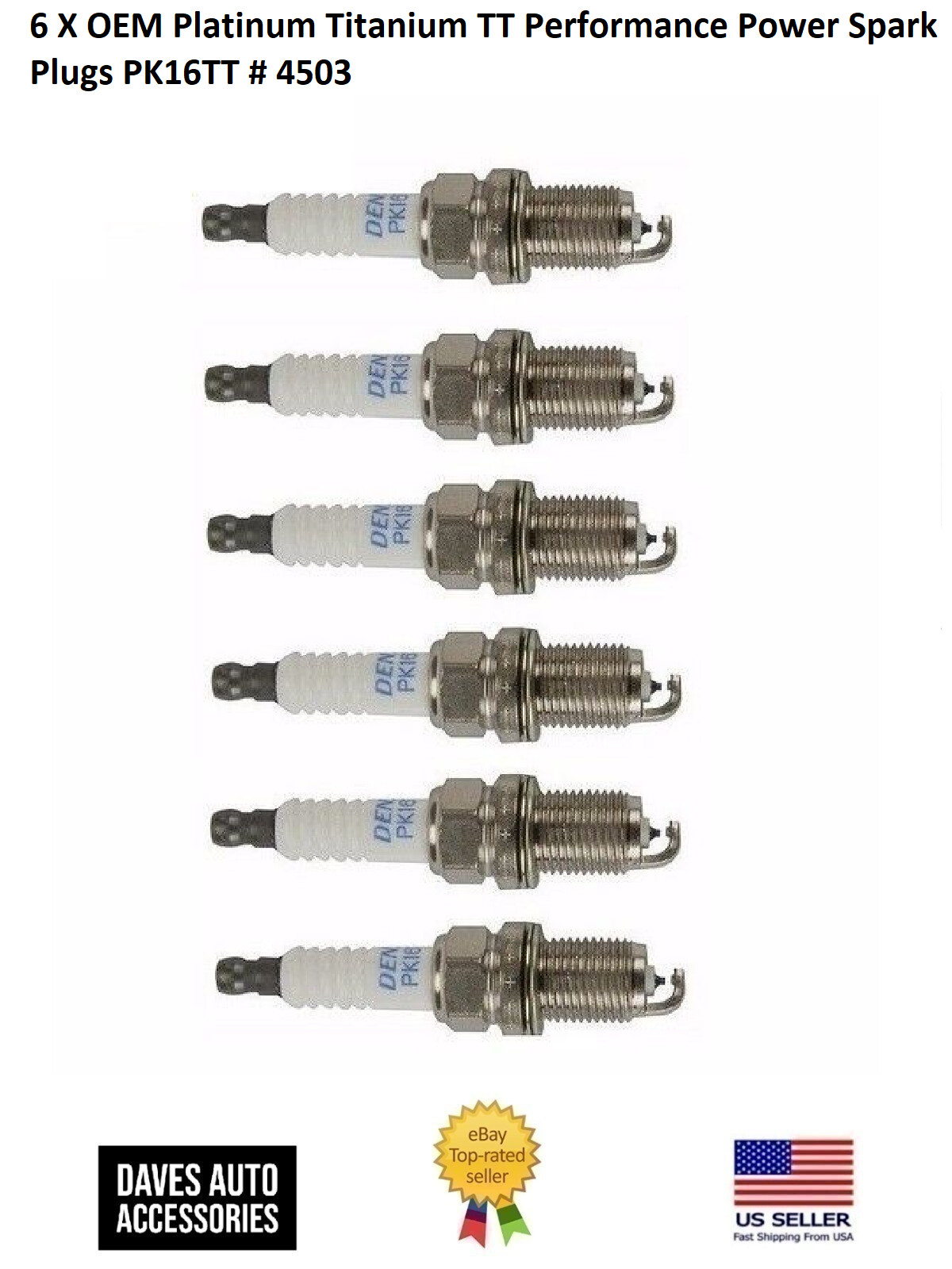 6 X OEM Platinum Titanium TT Performance Power Spark Plugs PK16TT # 4503