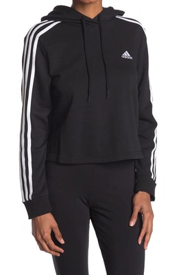 Black women's essentials 3 stripes cropped hoodie by adidas - ADIDAS -  Pavidas