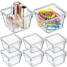 8 Pcs Clear Drawer Organizers 3x3x2 Inch Small Makeup Vanity Storage Bins