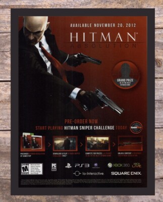 Hitman Absolution Framed Xbox 360 PS3 Video Game Art 2012 Vintage Print Ad 