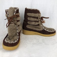Snowland Boots Womens Size US 8 Winter Faux Fur Brown Vintage Made USA