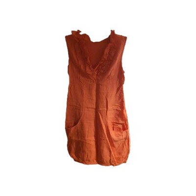 Ladies Bright Orange Linen Dress By Miss Sugar Size XXL Front Pockets  Bubble Hem | eBay UK
