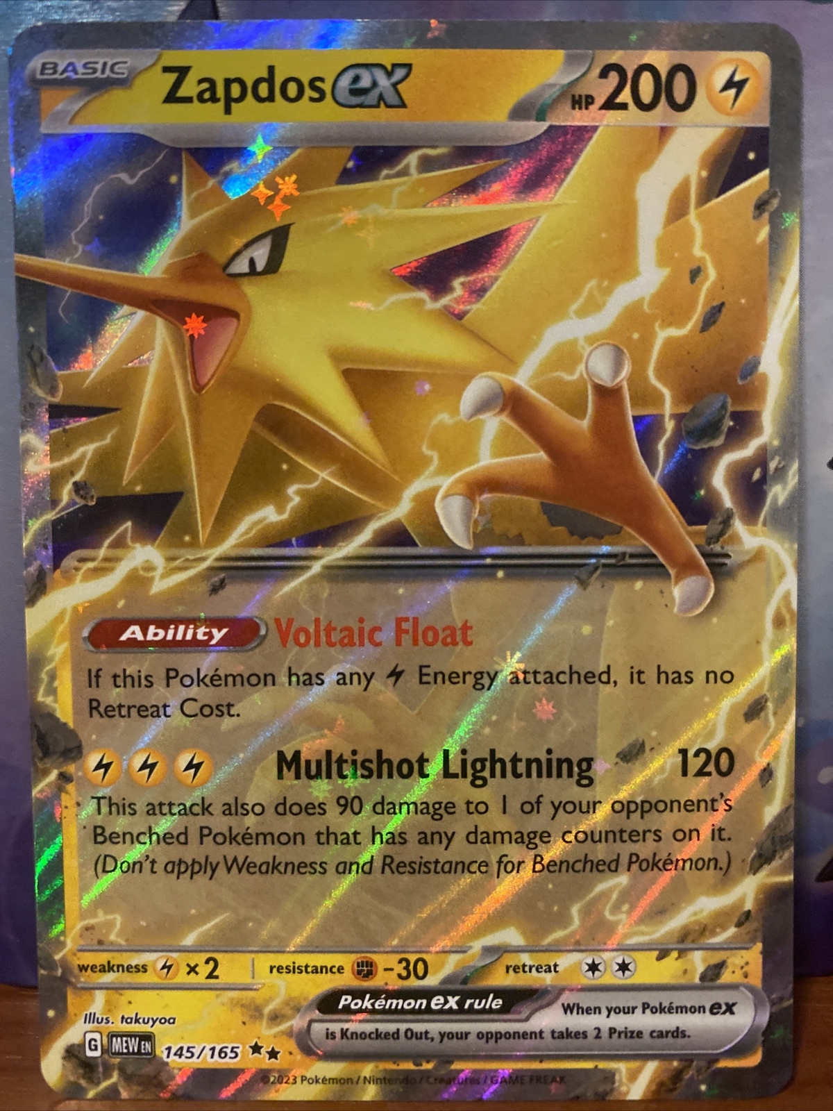Zapdos EX 145/165 Full Art NM/M Pokemon 151 Card