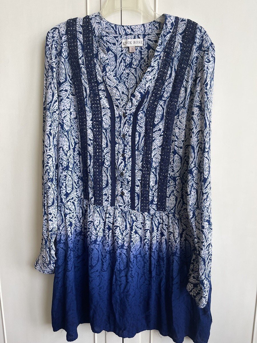 knox rose blue dress Knox Rose Blue and White Tie-Dye Dress- Size S  The Saved Collection
