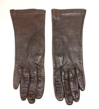 VINTAGE SEARS BROWN LEATHER WRIST LENGTH NYLON LINED GLOVES, WOMENS 6.5, NWT