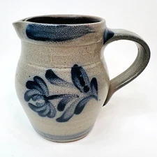 Rowe Pottery Work  Salt Glazed Stoneware Creamer  1993 Stamped Hand Made Vintage