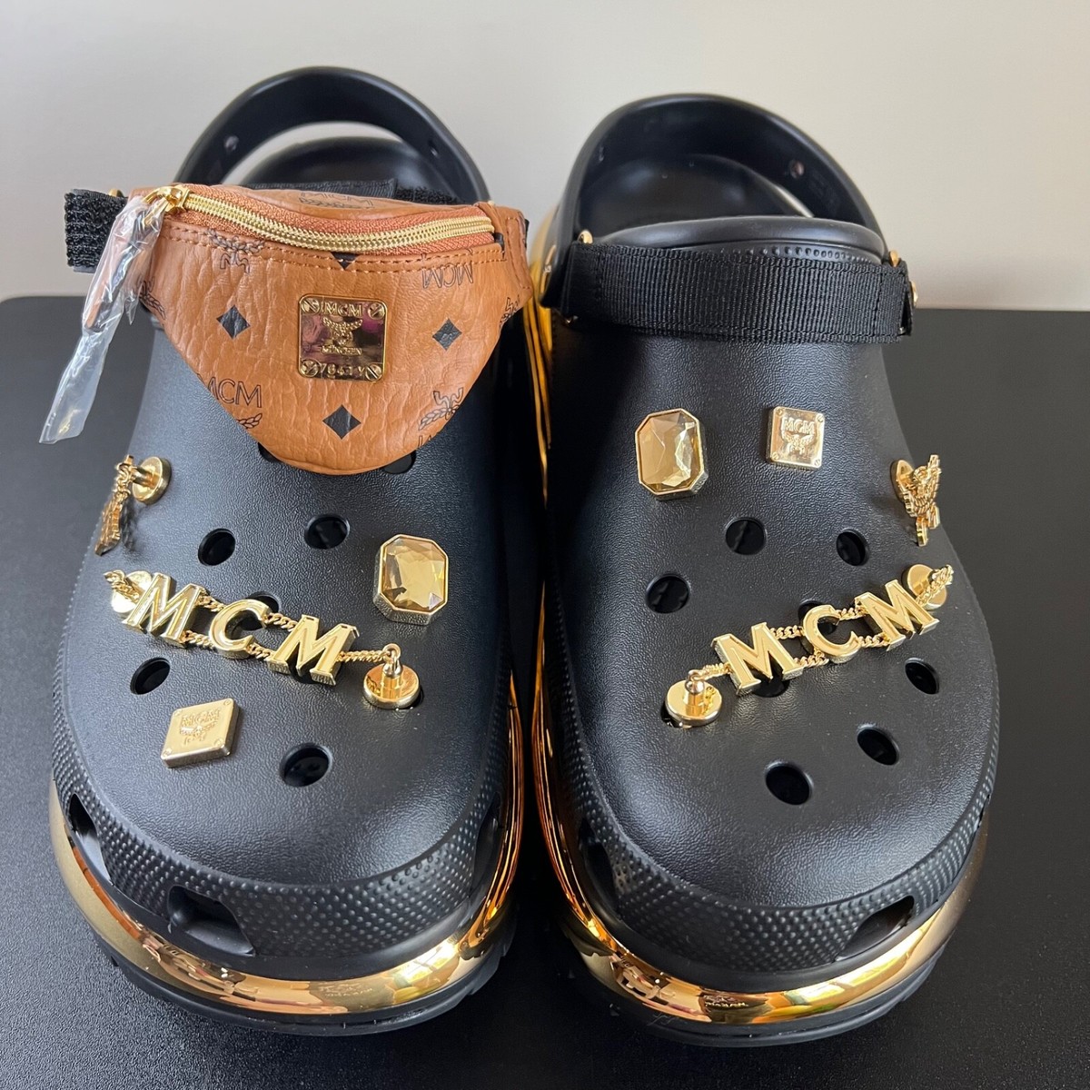 MCM x Crocs Mega Crush Clog w/Belt Bag Bracelet Black size MCM x Crocs Mega Crush Clog w/Belt Bag Bracelet Black size
