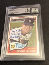 BECKETT 10 GEM MINT AUTO DENNY McLAIN 1965 TOPPS ROOKIE 2 INSCRIPTIONS 743