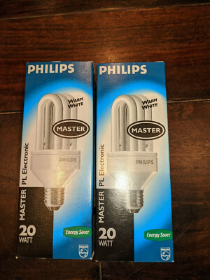 2x Philips Master PL Electronic 20Watt E27 230-240V Warm White