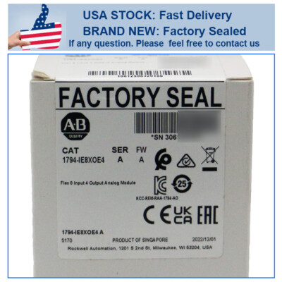 New Factory Sealed AB 1794-IE8XOE4 SER A Flex 8 Input 4 Output Analog Module US