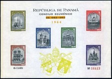 Panama C329i RARE var sheet,MNH. Ecumenical Council.Cathedrals overprinted,1964.