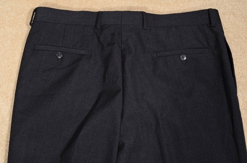 42S Short Pronto Uomo Dark-Gray Worsted Wool 2-Piece Suit 36x29 Trousers Jacket - Picture 11 of 14