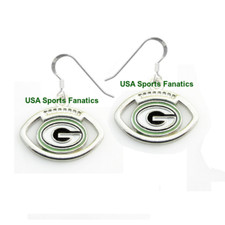 Green Bay Packers Football Logo Pendant Earrings With 925 Earring Wires