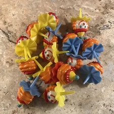 VINTAGE CLOWN HEAD CAKE CUPCAKE TOPPERS SET OF 15