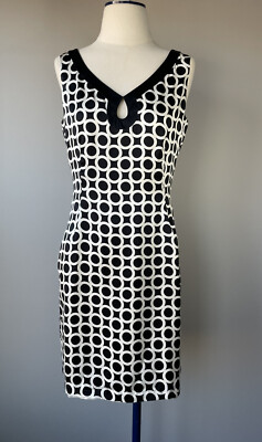 I.C.E. Size 6 Geometric Print Silk Dress Sleeveless Lined