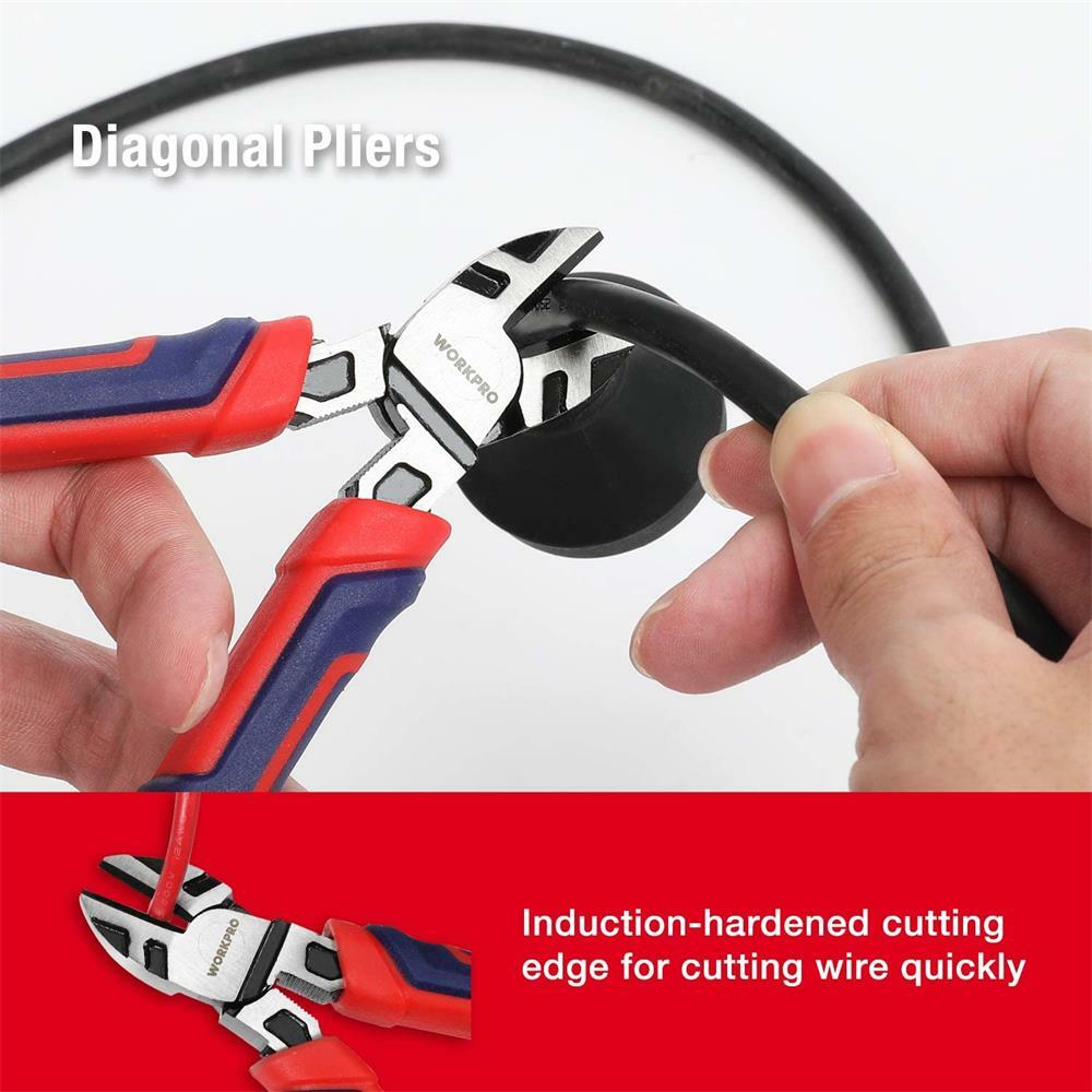 10PCS Plier Set Long Nose Plier Tool Needle Diagonal Linesman Groove Joint Plier