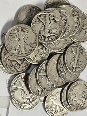 142C02108 lot OF 8 WALKER HALF DOLLARS 1917-1947 SILVER 50c COIN G 79+ YEARS OLD