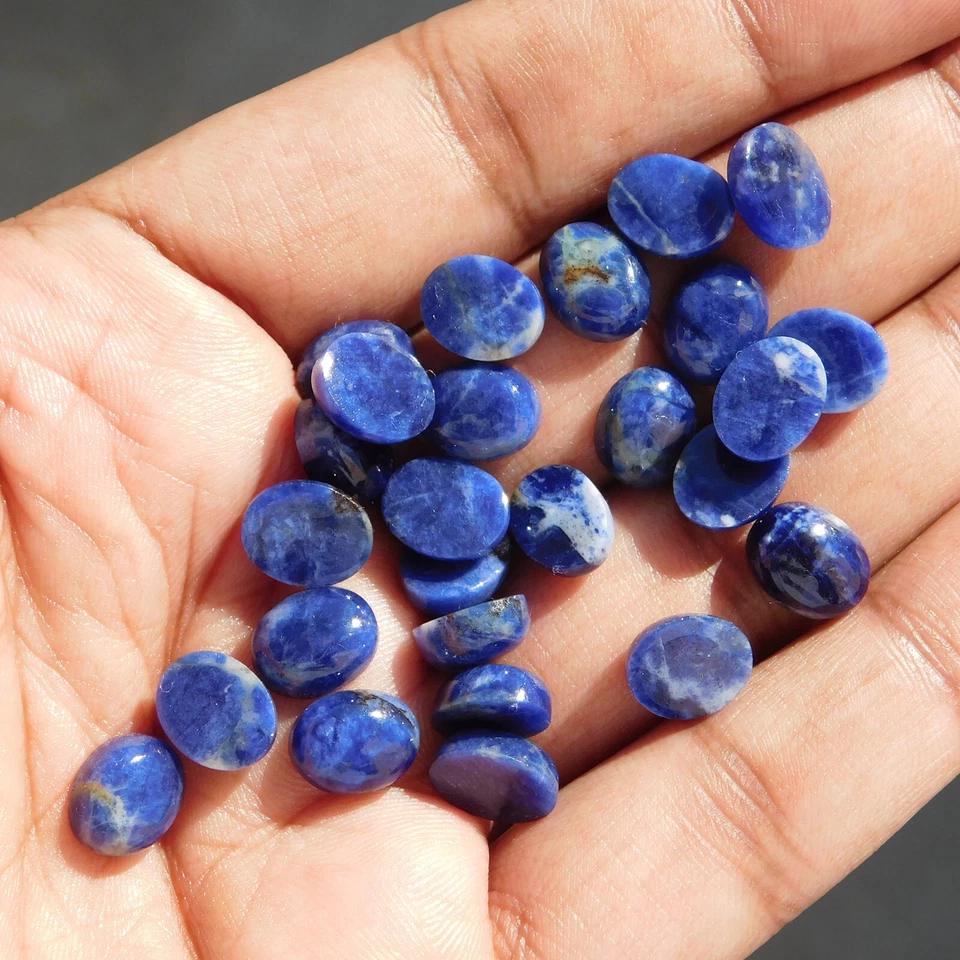 Natural Sodalite Oval 3x5 mm to 15x20 mm Cabochon Loose Gemstone Lot - Image 4 of 4