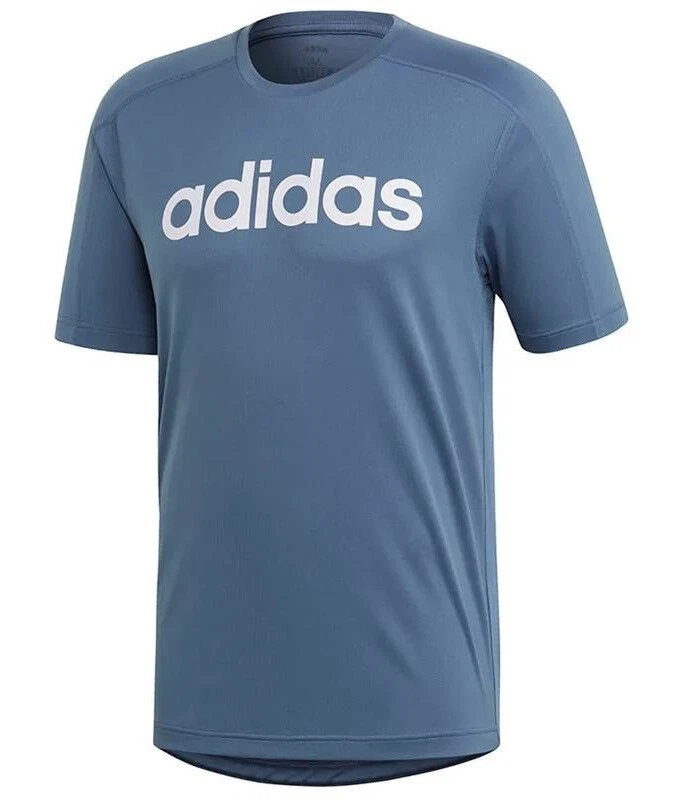 Mens T-Shirt Logo Climacool Running Top - Fitness Training Gym - Blue |