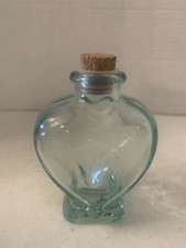 Vintage Green Heart Shaped Glass Bottle Approx 5''