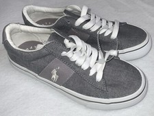 Polo Ralph Lauren Boys  Grey Sayer Lace Up Sneaker Size 4 Youth New