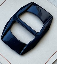 Vintage Buckles - 1960's Small Black Casein Belt Buckle - Made in France