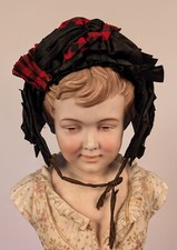 RARE CIVIL WAR ERA CHILD  S RED  BLACK PLAID HAT W EAR FLAPS