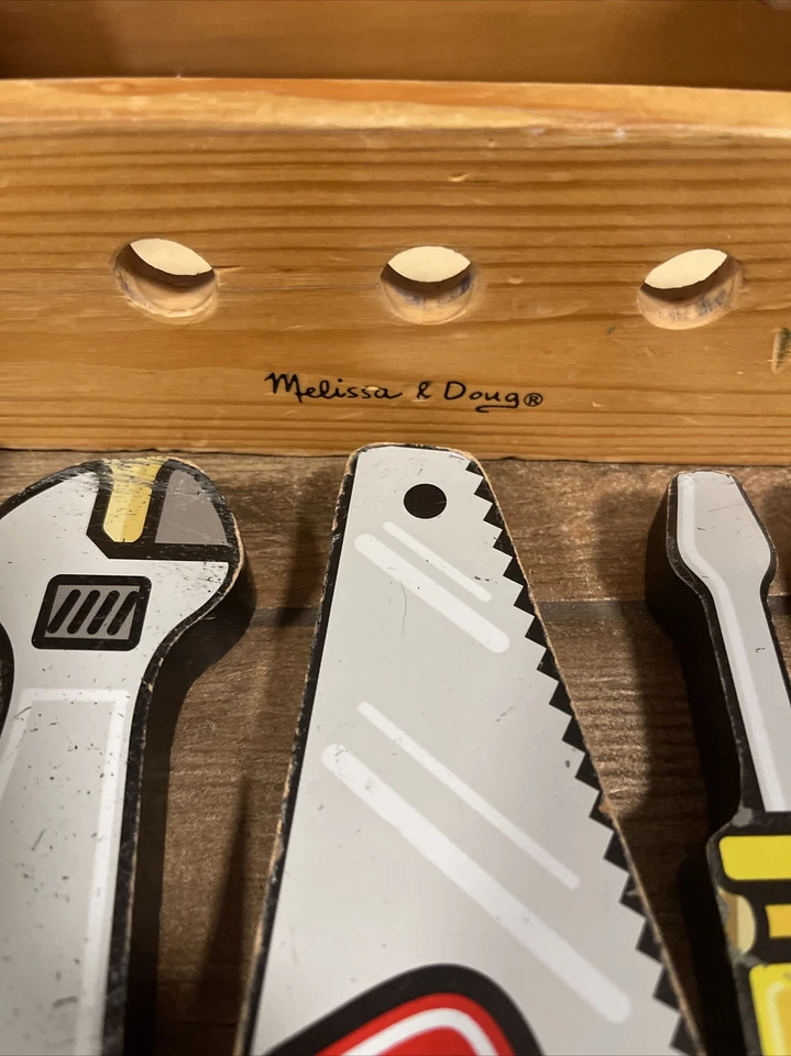 MELISSA  DOUG WOODEN TOOLBOX, REPLACEMENT Tools And Plastic Erector Type Set - Image 2 of 4