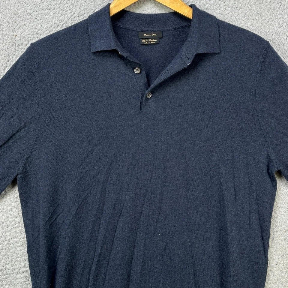 Suéter Polo Tejido Massimo Dutti Mezcla Lana Cachemira Hombres Mediano Negro Manga Larga Foto 4 de 4