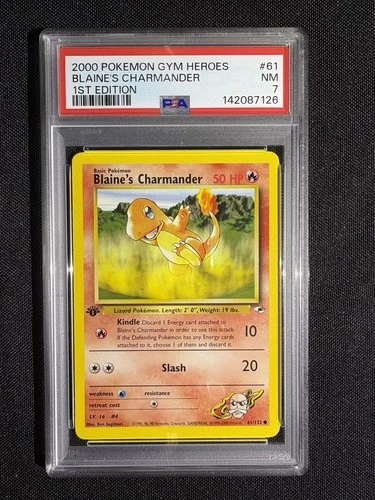 Graded PSA 7 2000 Pokemon Gym Chal. - Blaine's Charmander - 1st Edition #60 NM