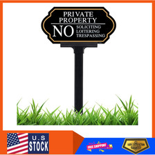 Private Property No Trespassing Sign with Stake, No Soliciting Sign for House