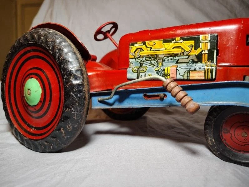 Tractor de juguete Marx de colección con quitanieves; litografía de hojalata EE. UU. 1940 ¡Raro y bonito! Foto 3 de 4