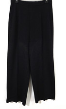 St John Marie Gray Pull On Pants Black Santana Knit Wool Vintage Designer sz 12