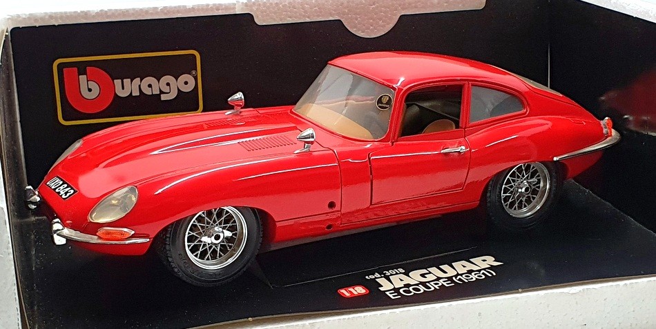 Burago 1/18 Scale Diecast 3018 - 1961 Jaguar E Coupe - Red