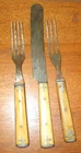 Antique Civil War Era Forks and Knife Bone Handles Vintage American Cutlery Co