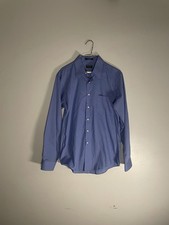 Arrow Dress Shirt Men's Size Medium Fitted Blue Striped Button Front L/S