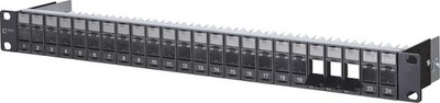 Patchpanel 19 Zoll 1HE 24 Port leer schwarz Aluminium geschirmt RJ45