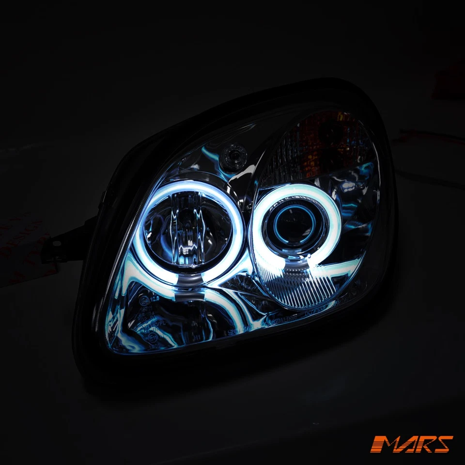 Clear CCFL Angel-Eyes Head Lights for Mercedes-Benz SLK R170 SLK200 SLK320 SLK32 - image 2 of 3