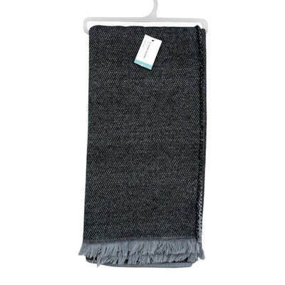 GERTEX Two-Tone Heathered Knit Scarf One Size Gray Black Acrylic Fringe New*