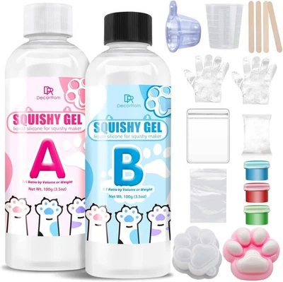 DECORROM FlüSsigsilikon für Taba Squishy Bastelset, 200g Taba Squishy 1: 1 VerhäLtnis Ge