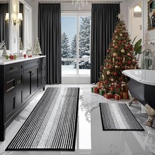 Bathroom Rugs and Mats Sets, 2 Piece Thick Absorbent Chenille Bath Mat Rug Se...