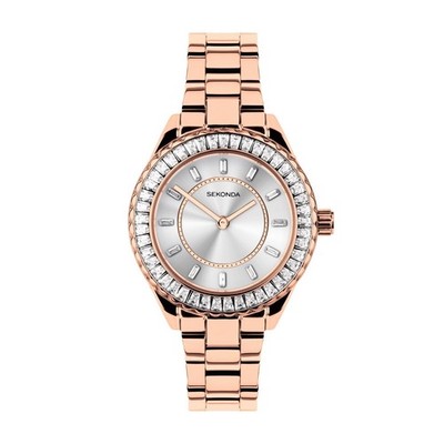 Sekonda 34mm Margot Damenuhr mit silbernem Stein besetztem Zifferblatt Modell 40671